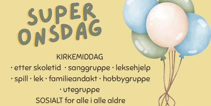 Bilde/illustrasjon for Superonsdag med middag og aktiviteter Superonsdag med middag og aktiviteter
